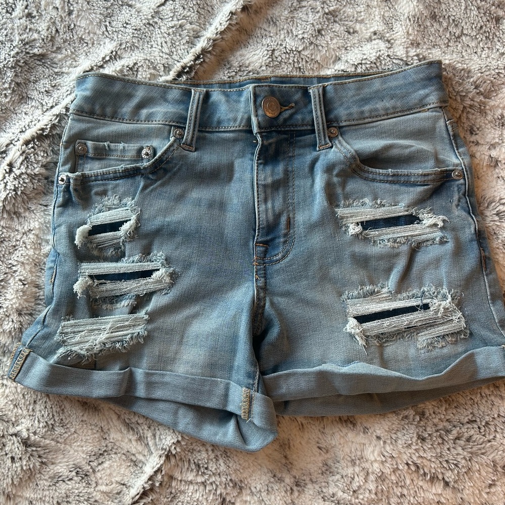 Aeropostale Light Blue Distressed Jean Shorts